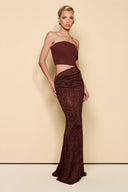 Elegant Strapless Off-Shoulder Hollow-Out Knit Maxi Dress