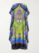 Unique Shawl-Style Floral Print Satin Maxi Dress
