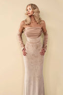 Velvet Splicing Fishtail Maxi Dress