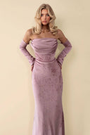 Velvet Splicing Fishtail Maxi Dress