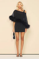 Feather Cape Mini Dress