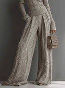 Casual turtleneck sweater and wide-leg pants suit