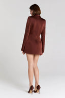Exquisite Brown Double-Breasted Blazer Mini Dress