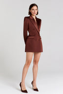 Exquisite Brown Double-Breasted Blazer Mini Dress