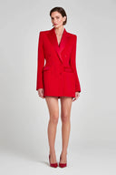 Chic Red Double-Breasted Lapel Blazer Mini Dress