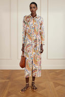 Unique Casual Tie-Waist Paisley Print Midi Shirt Dress