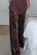 Unique Sparkling Rhinestone-Embellished Wide-Leg Jeans