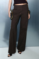 Unique Sparkling Rhinestone-Embellished Wide-Leg Jeans