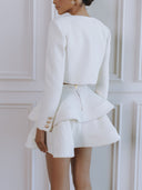 Elegant Textured Tiered Mini Skirt