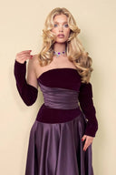 Velvet Splicing Pleated Maxi Dress