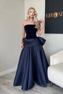 Velvet Splicing Bow Design Maxi Dress
