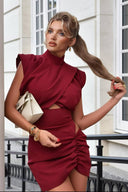 Chic Pleate Cut-Out Black Mini Dress