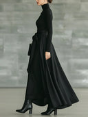 Casual Satin Tie-waist Skirt Two-piece Set