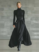 Casual Satin Tie-waist Skirt Two-piece Set