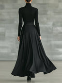 Casual Satin Tie-waist Skirt Two-piece Set