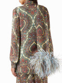 Retro Paisley Print Ruffled Hem Pants