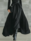 Casual Satin Tie-waist Skirt Two-piece Set