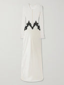 Elegant Contrast-Lace Ribbed Top And Satin Maxi Dress