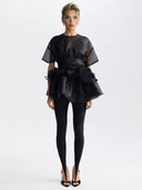 Elegant Feather Organza Top Two-Piece Set