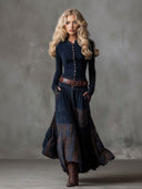 Retro Plaid Patchwork Maxi Dress