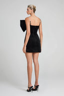 Exquisite Off-Shoulder Statement Bow Black Mini Dress