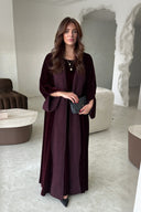 Elegant Black Printed Velvet Robe Cardigan