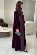 Elegant Burgundy Printed Velvet Robe Cardigan