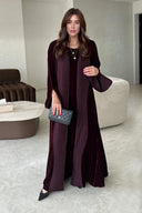 Elegant Navy Blue Printed Velvet Robe Cardigan