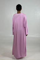Elegant One-Shoulder Ruched Pink Maxi Dress With Long-Sleeve Cardigan Set