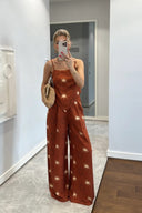 Exquisite Star Pattern Cami Top And Wide-Leg Pants Set