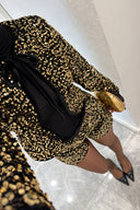Exquisite Gold Sequin Blazer Velvet Shorts Set