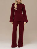 Elegant Flared-Sleeve Knit Sweater