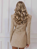 Elegant Tweed Double-Breasted Blazer Mini Dress