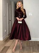 Elegant Sequined High-neck Party Midi Dress