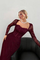 Lace Back Slit Maxi Dress
