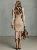 Retro Shirt Collar Embroidered Slim-fit Mini Dress