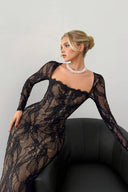 Lace Back Slit Maxi Dress