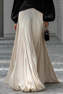 Chic Minimalist Velvet Paneled Pleated-Hem Maxi Dress