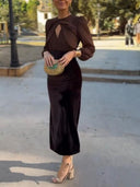 Sexy Long-sleeved Velvet Bodycon Maxi Dress