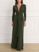 Elegant Draped Reversible Maxi Dress