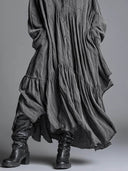 Casual Linen Loose Shirt-Style Pocket Maxi Dress