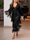 Stunning Tassel V-neck Maxi Dress