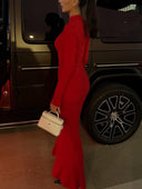 Lace-Up Design Slim-Fit Maxi Dress