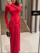 Lace-Up Design Slim-Fit Maxi Dress