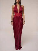 Corset Pleated Maxi Dress