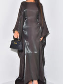 Elegant Shimmering Satin Kaftan Maxi Dress