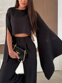 Exquisite Asymmetrical Flared Sleeve Loose Top