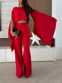 Exquisite Asymmetrical Flared Sleeve Loose Top