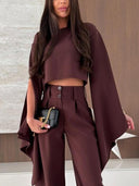 Exquisite Pleated High-Waist Pockets Straight-Leg Pants