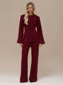 Elegant High-Waist Wide-Leg Knit Pants